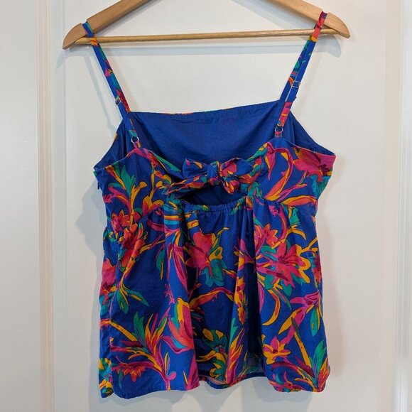 J. Crew Top Size 8 Tropical Floral Tie-back Strappy Flowy Spaghetti Strap #BQ035 - Picture 7 of 16